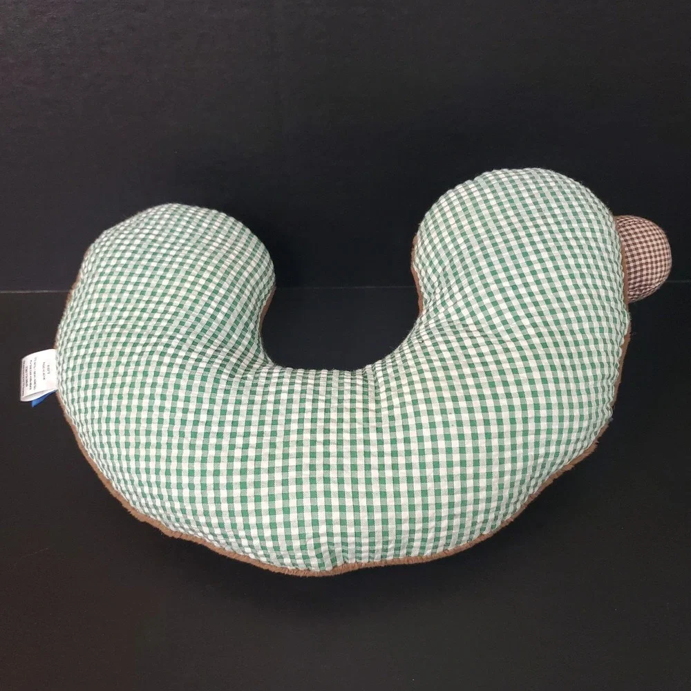 Mud Pie Teddy Bear Football Children's Travel Neck Support Pillow Brown, Gingham